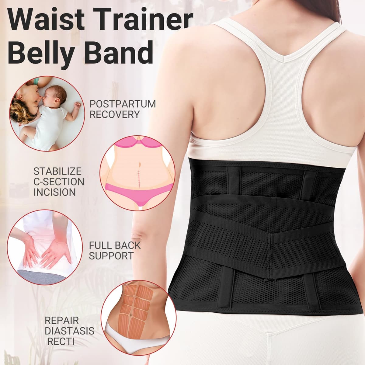 Trendyline Postpartum Belly Wrap for Women: Abdominal Binder Post Surgery Postpartum Belly Band Post Partum Binder - C Section Recovery Belt Post Partum Support Girdle Stomach Hysterectomy Belly Band — view 5