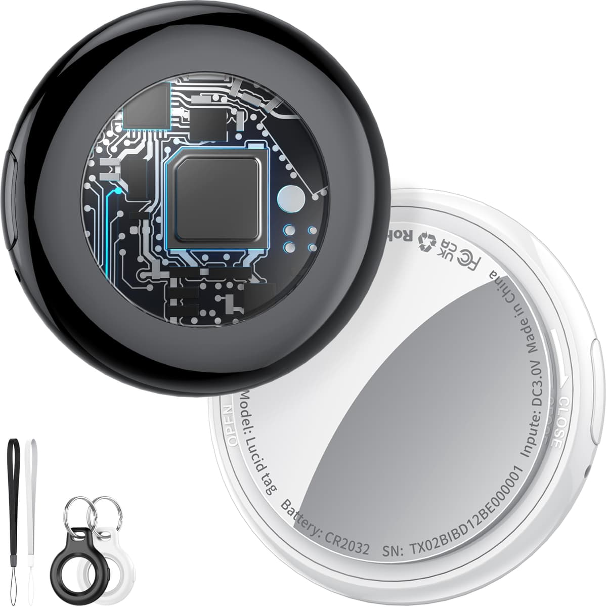 Air Tracker Tag Bluetooth Item Finder 2 Pack Black and White, Compatible with Apple Find My APP (iOS Only), 100dB Beep Tag, Replaceable Battery, Item Finder and Locator for Keys/Luggage/Bags/Wallets