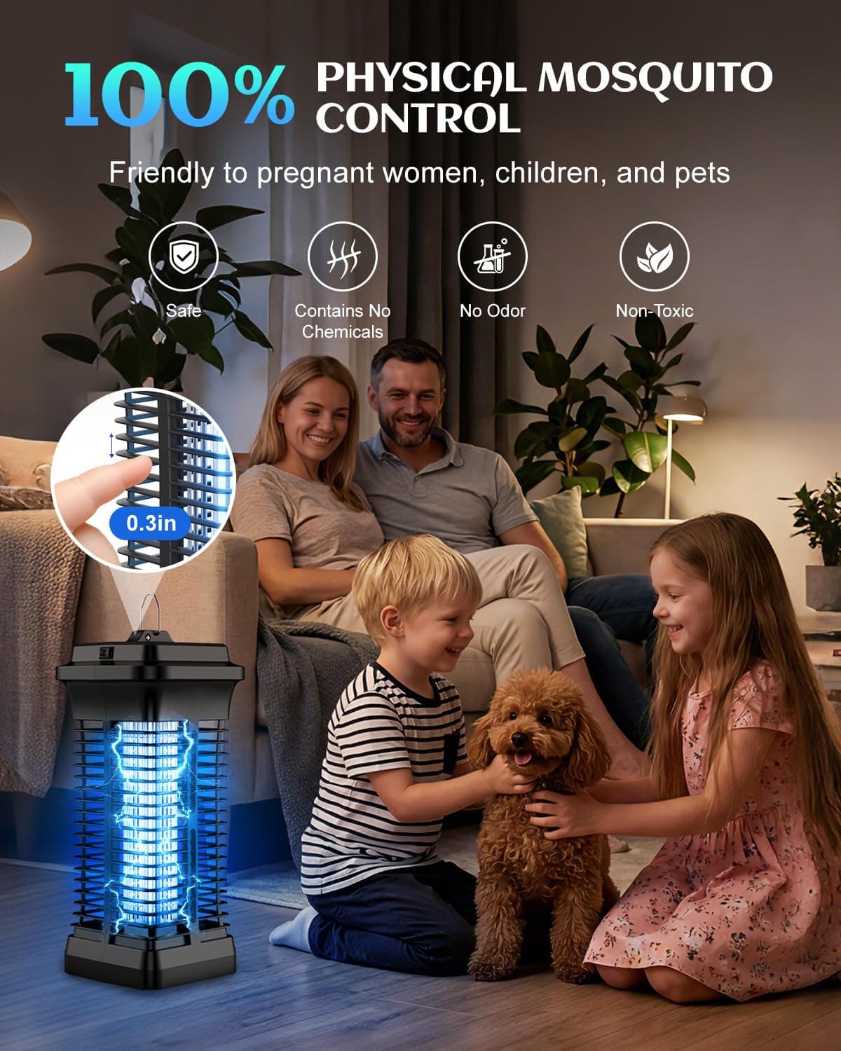 Electric Bug Zapper 4200V Indoor/Outdoor, Mosquito Killer & Fly Zapper, Hanging Mosquito Lamp, 6.6FT Power Cord, Electric UV Insect Killer Waterproof for Patio Backyard Garden — view 4