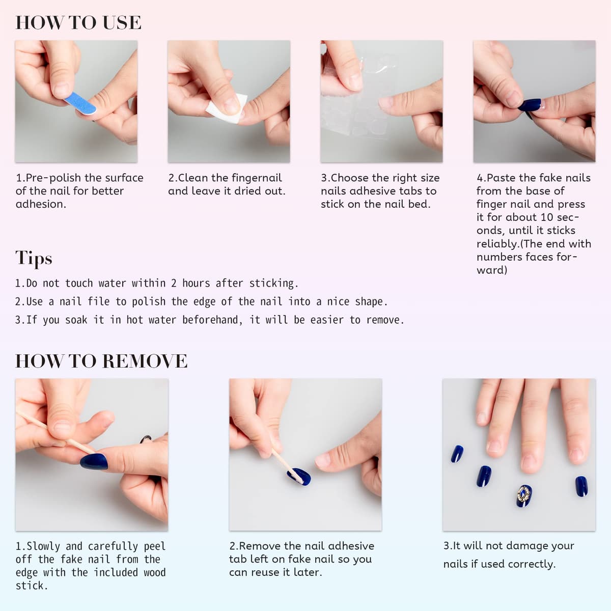 Sun&Beam Nails Handmade Press On Nail Long Coffin Ballerina Pink Flower Acrylic Fake Tip 3D Design Art Charms Cute with Storage Box 10 Pcs (S) — view 304