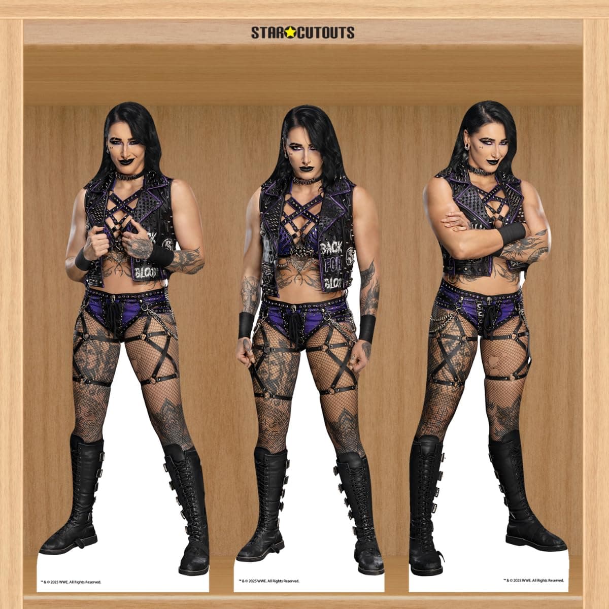 Star Cutouts SC4577 WWE Rhea Ripley 3-Pack Shelf Top Cardboard Cutouts – Wrestling Fan Display, Party Décor & Collector Gift — view 7