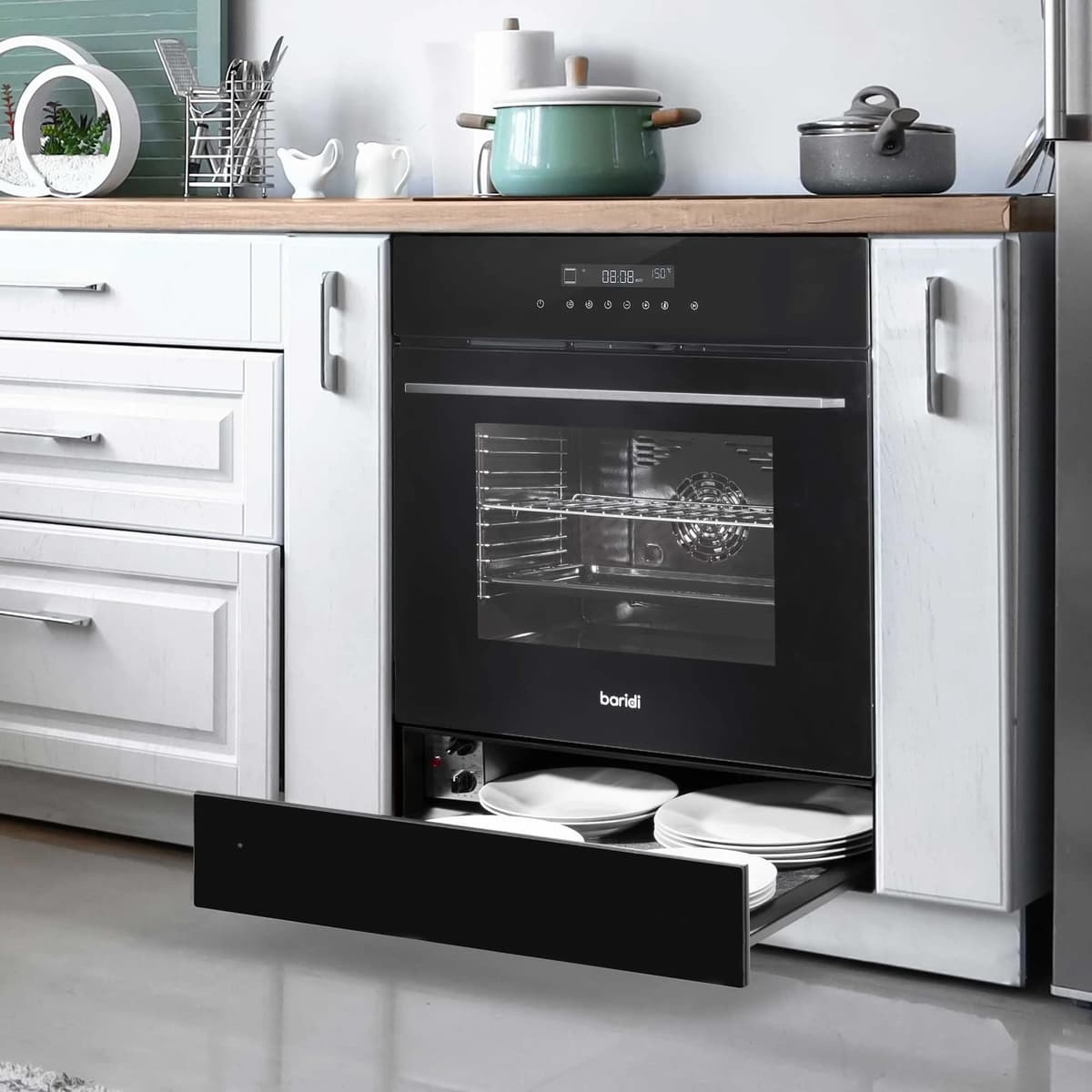 Baridi 60cm Built-In Warming Drawers, Push-to-Open, Anti-Slip Mat - Black - DH201 — view 2