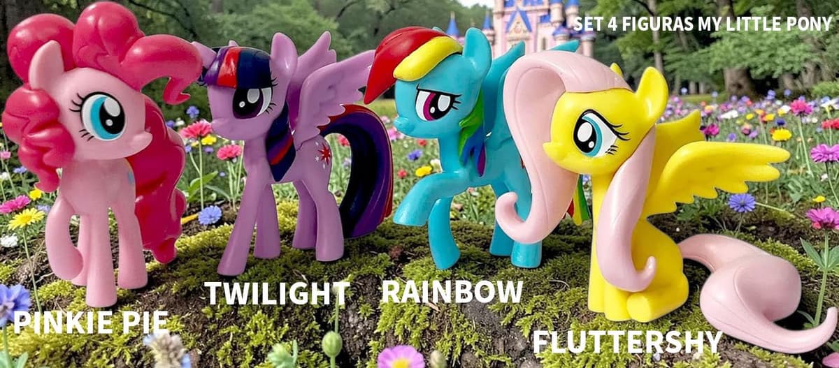 Figuras Little Pony Set 4 Ponis Pinkie Pie Twilight Sparkle Rainbow Dash Fluttershy 6-7 cm Figuras Pony Juguetes Niñas Regalo Coleccionables — view 2