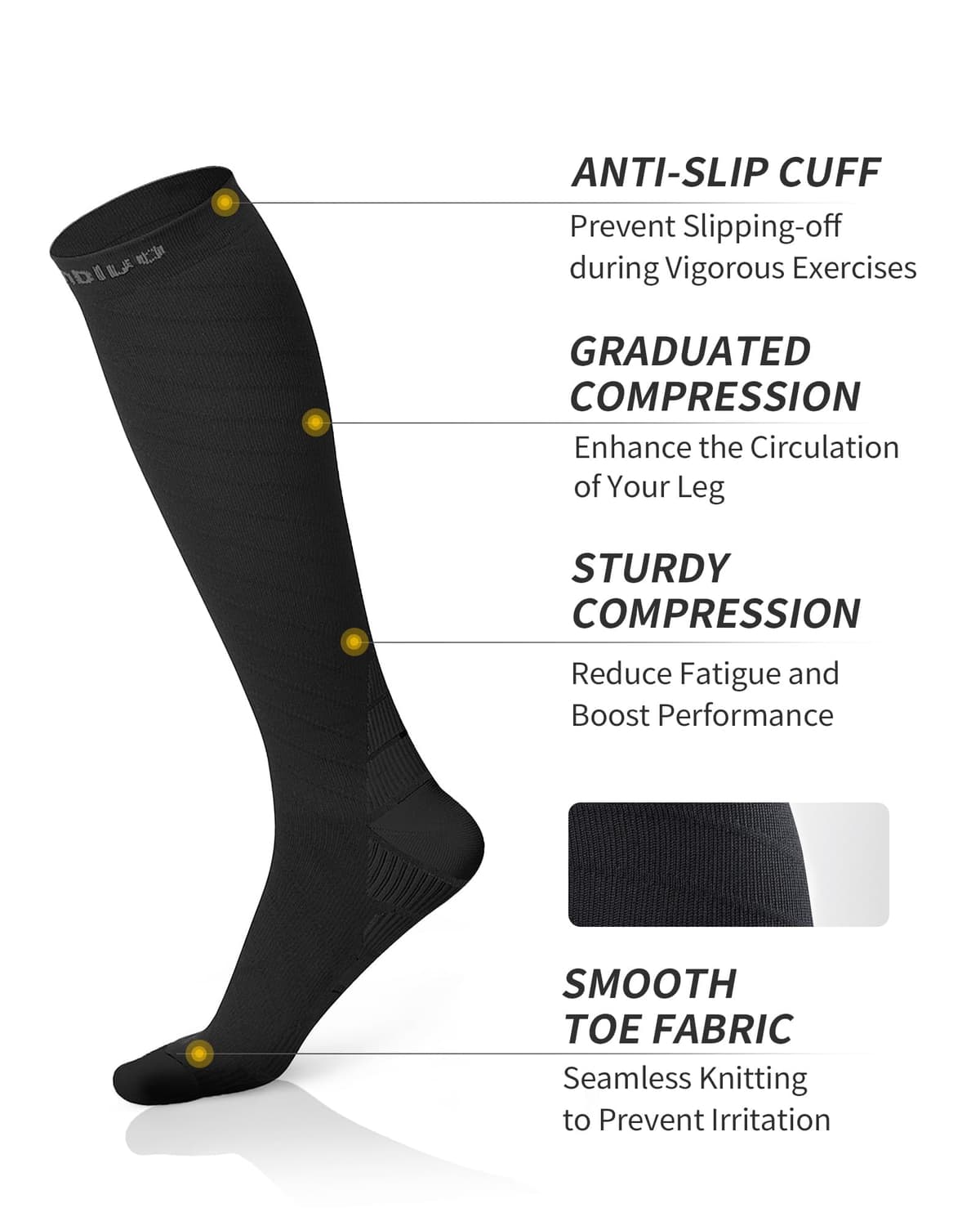 CAMBIVO Compression Socks for Women & Men 2 Pairs, Flight Socks Compression Stockings Running Socks for Calf & Ankle Support, Sports, Flying, Maternity Pregnancy, Nurses, Travel — view 3