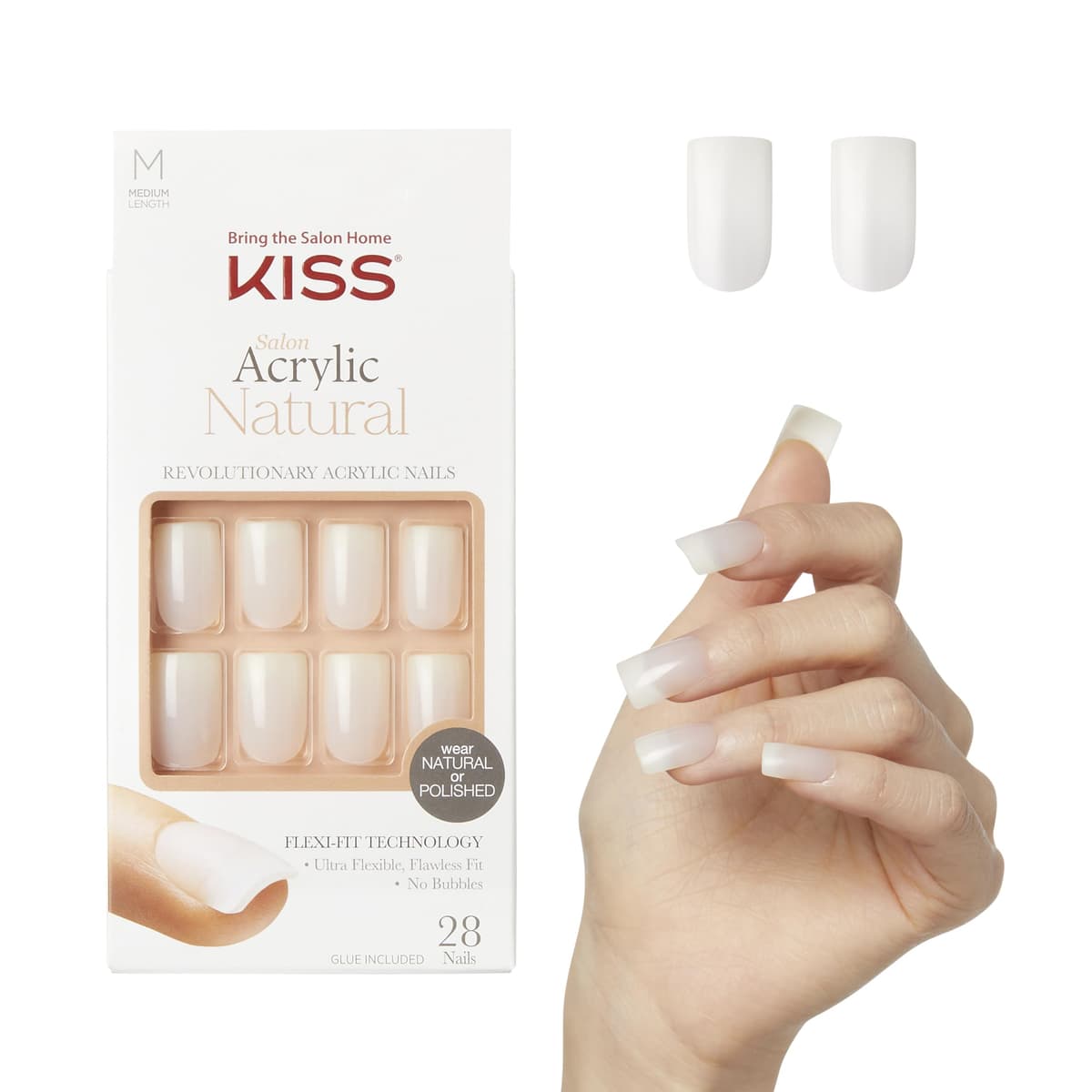 KISS Salon Acrylic French Nude Collection, Cashmere, Medium Length Nude Fake Nails, Includes False Nails, Nail Glue, Nail File, and Manicure Stick, 28 Count (Pack of 1) — view 31