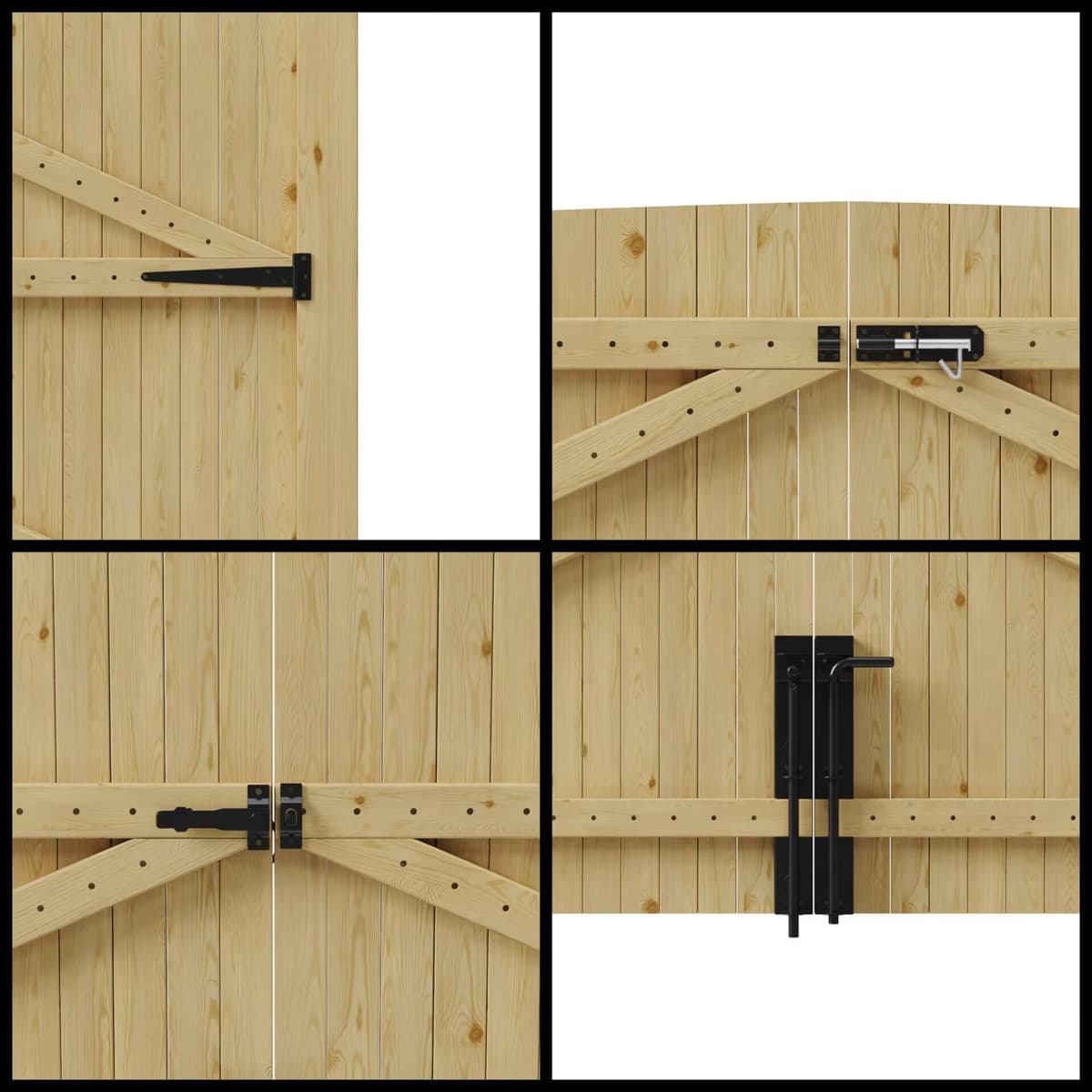 INMOZATA Double Garden Gates,Wooden Drive Way/Pedestrian Gate with Lock and Knocker Heavy Duty Swing Gates for Garden Animal Sheds Farm entrances(6ftwide*6ft high) — view 4