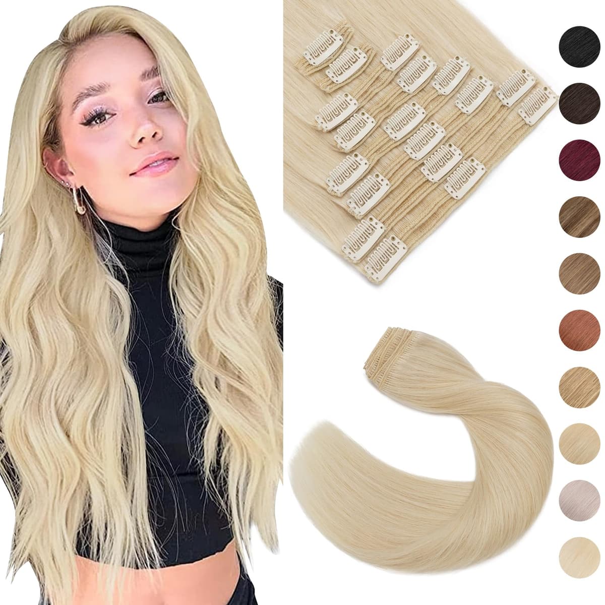 Silk-co 10inch Hair Extensions Clip in Hair Extension Human Hair #04 Medium Brown -Basic Thickness-Thin Weft- 8 Pieces Real Remy Straight Hair Extensions[50g] — view 150
