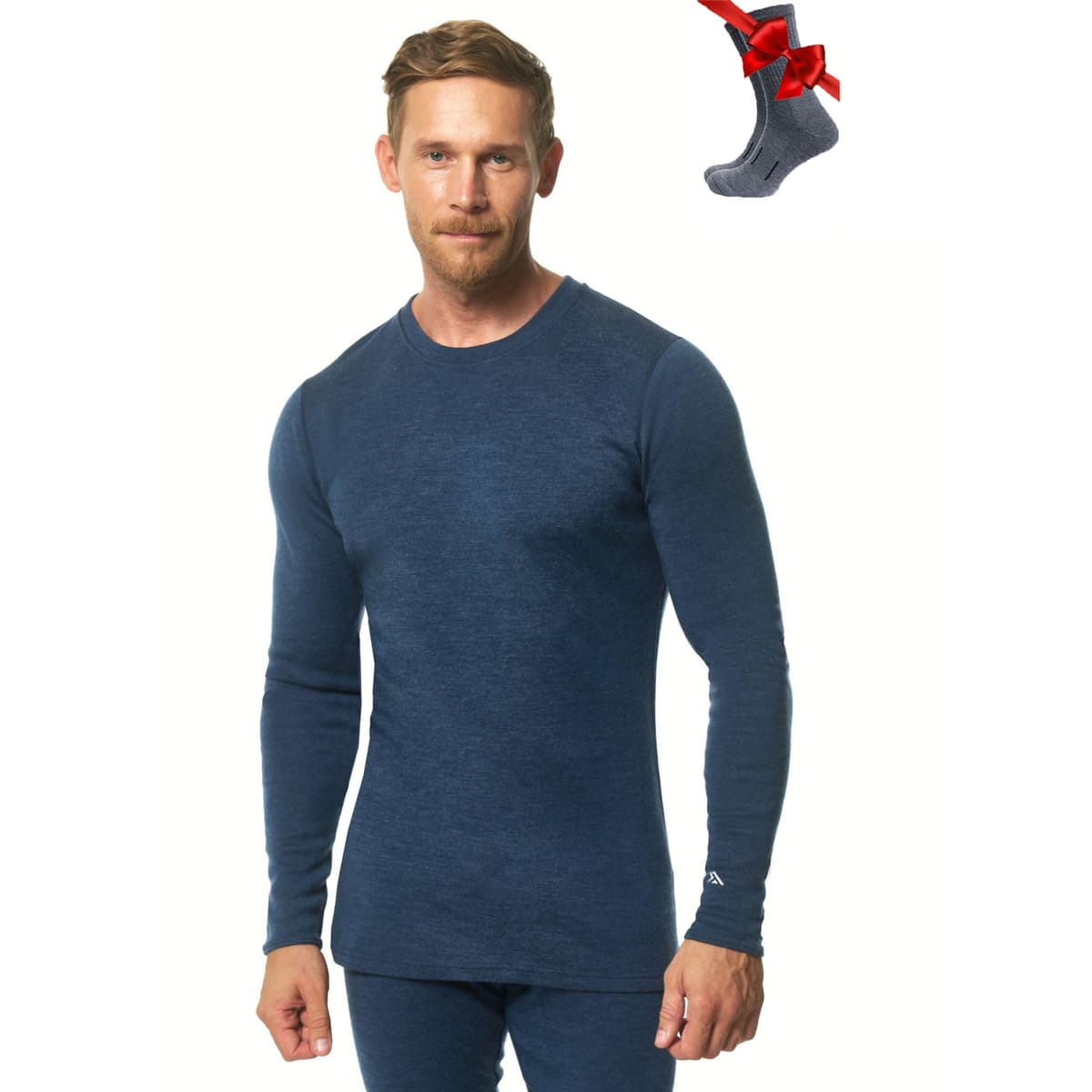 Merino.tech Camiseta Lana Merino Hombre - Deportiva Ropa Térmica 100% Lana Merino Ligero, Medio, Pesado con Calcetines — view 8
