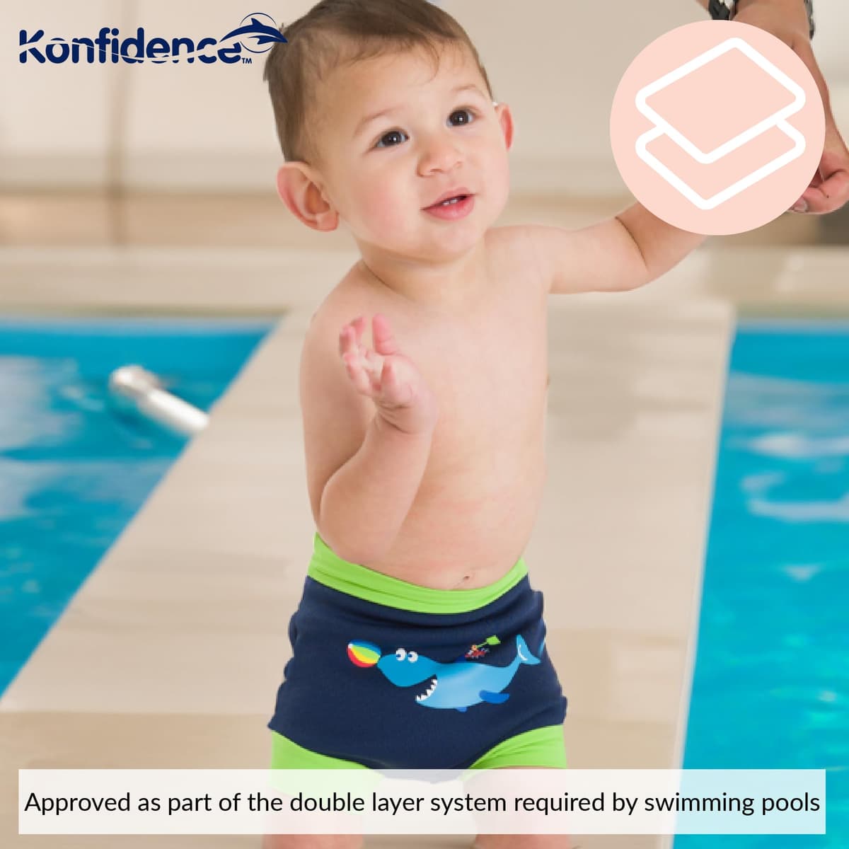 Konfidence Splashy Nappy – Reusable Eco-Friendly Swim Nappy Cover Made Using Recycled Plastics (3–36mths) Leak Proof Design - Machine Washable (Splashy Strawberry, 24-30 Months) — view 4