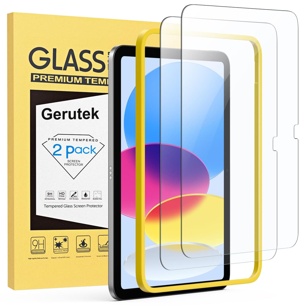 Gerutek [2 Piezas Protector Pantalla para iPad 11ª A16 / iPad 10ª Gen (2025/2022), 11/10,9 Pulgadas, Dureza 9H, HD Transparente, Antiarañazos, Sin burbujas, Antihuellas, Cristal Templado para iPad A16 — view 12