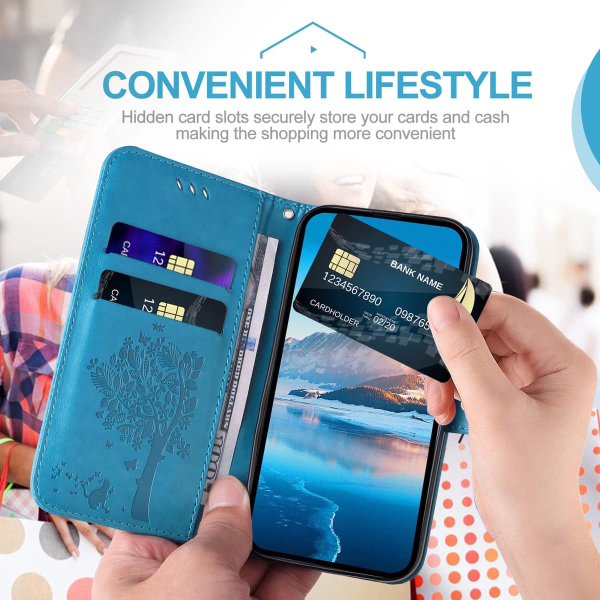 Funda para Xiaomi Redmi Note 11 4G / Note 11S, Funda Tapa Libro Movil de Cuero PU, Ranura para Tarjeta Plegable Billetera Carcasa para Redmi Note 11 4G / Note 11S (Azul) — view 4