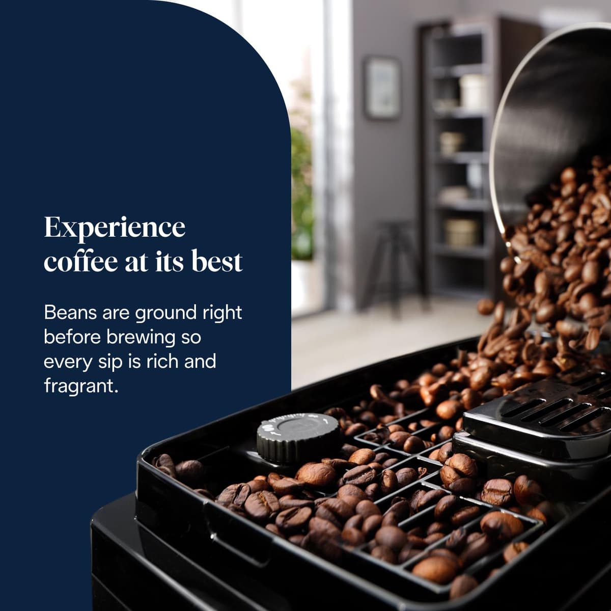 De'Longhi Magnifica ECAM222.20.B, Automatic Coffee Machine with Milk Nozzle, Bean to Cup Espresso Machine with 4 One-Touch Recipes, Soft-Touch Control Panel, 1450W, Black — view 3
