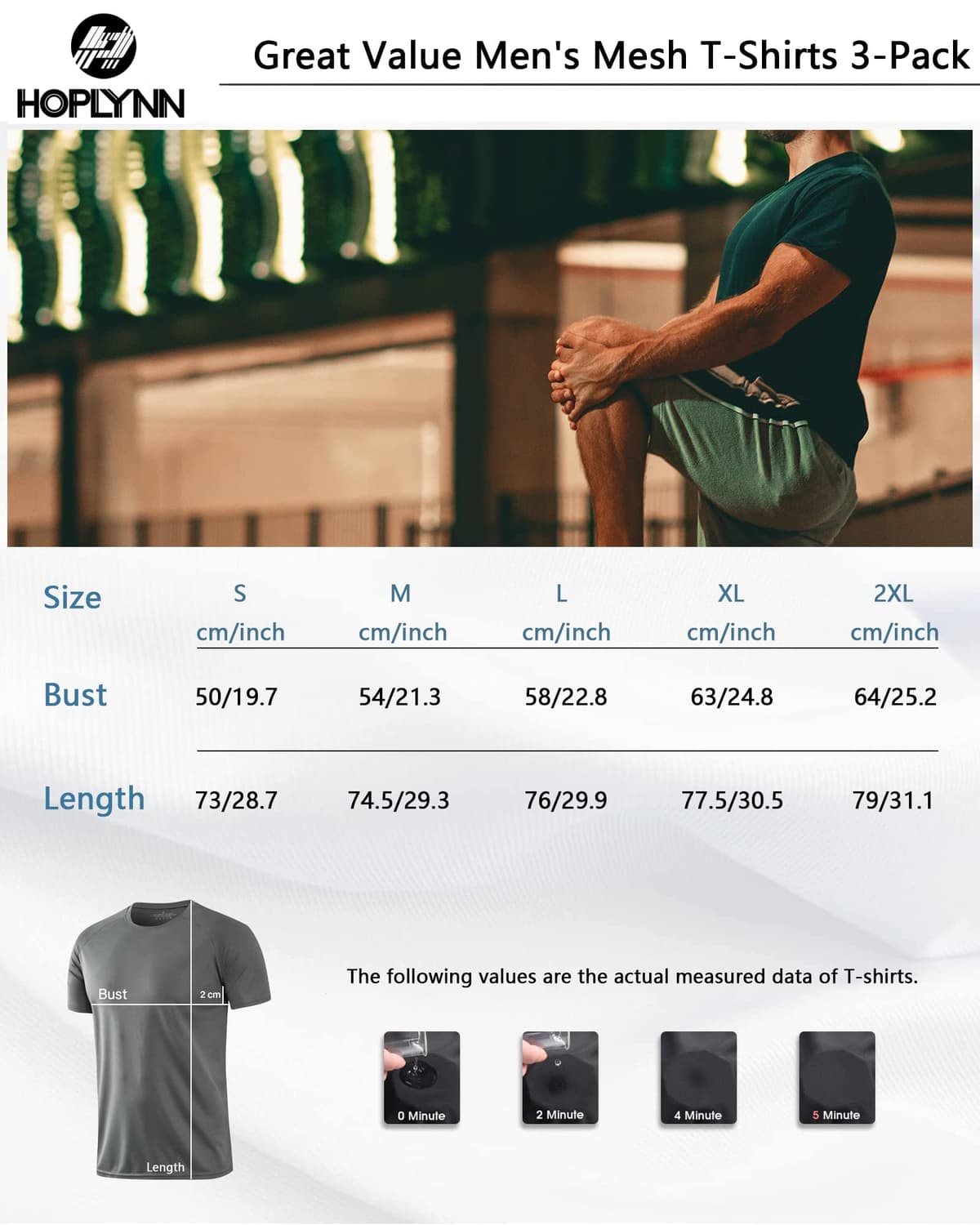 HOPLYNN 3/5 Pack Running Shirts Men Sport Tops Dry Fit Gym Wicking Athletic T Shirts Breathable Cool Workout Shirts — view 6