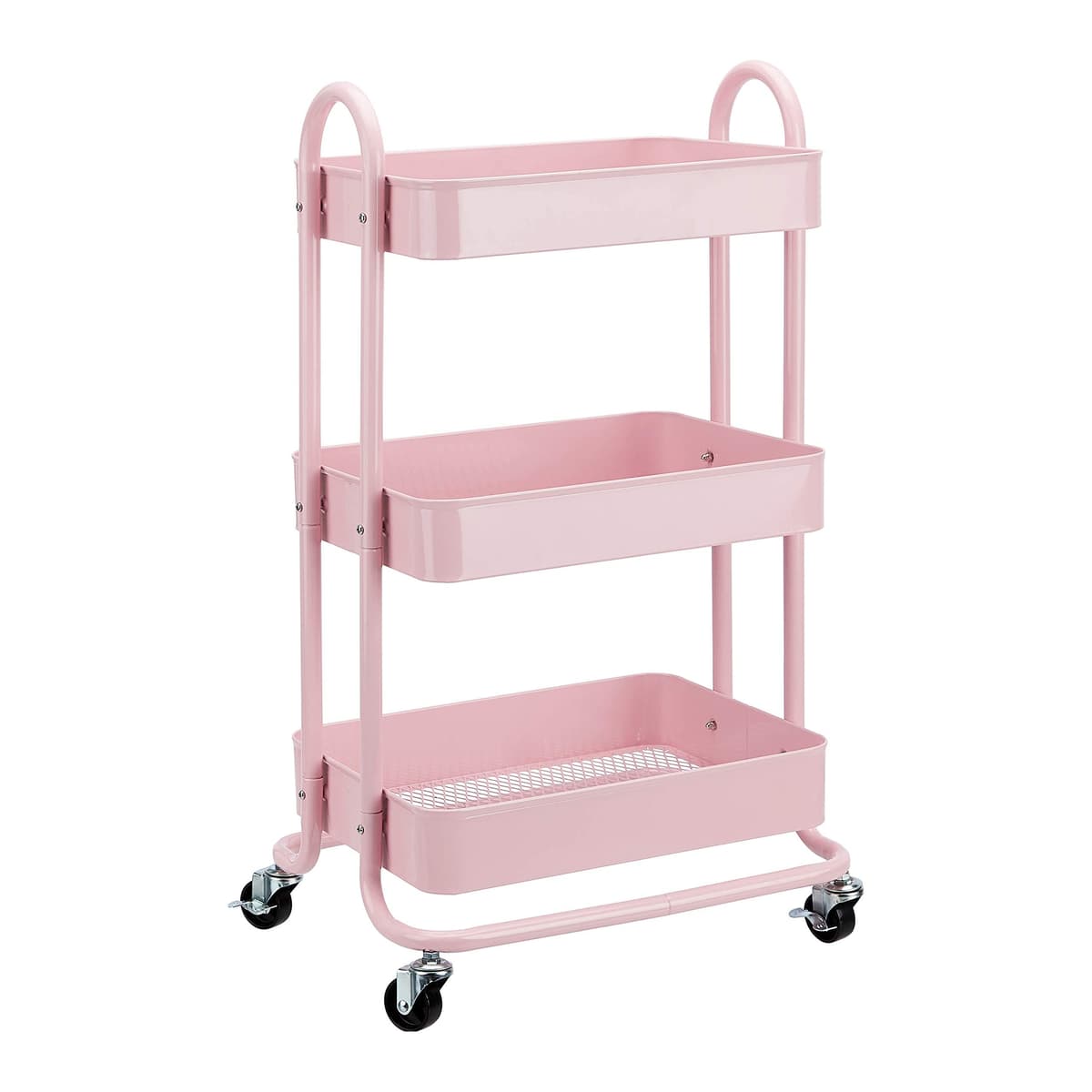 Amazon Basics Carrito de cocina o multiuso de tres niveles con ruedas en blanco — view 10