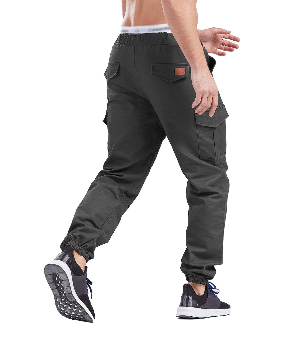 SOMTHRON Hombre Pantalón Cinturón de Cintura elástico Pantalones de chándal de algodón Largo Jogging Pantalones de Carga Deportiva de Talla Grande Jogger Slim Fit Pantalones — view 5