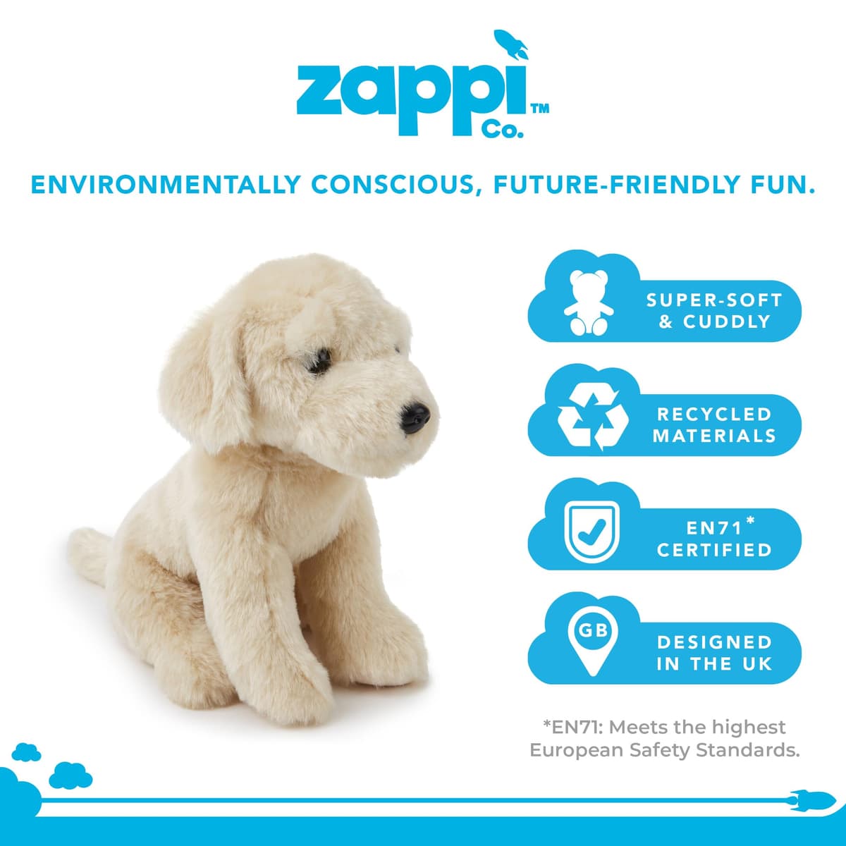 Zappi Co Labrador de Peluche (22 cm) - Perro Amigable y Agradable, Ecológico, Ideal para Pequeños Fanáticos de Perros, 100% Reciclado — view 3