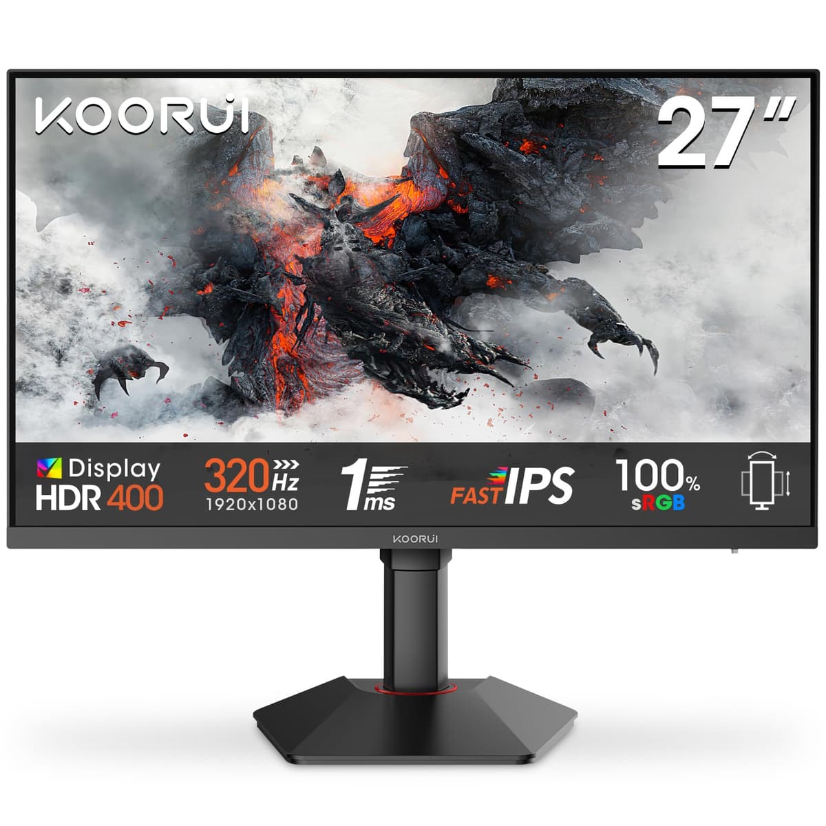 KOORUI G2411P 24 Inch Gaming Monitor, 200Hz, Fast IPS, HDR 400, Full-HD 1080P, 1ms, Adaptive Sync, VESA Mountable, HDMI/DP, Low Blue Light, 99% SRGB — view 14