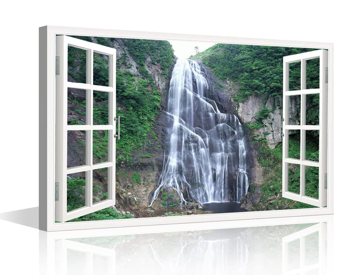 TISHIRON 3D Window View Seaside Effect Canvas Wall Art Prints for Living Room Bedroom Decor Office Kitchen Home Decoration Framed Ready to Hang 12x18inch — view 38