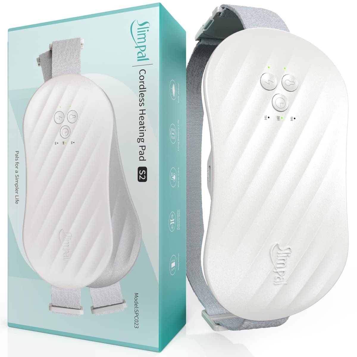 Almohadilla térmica portátil Slimpal, cinturón calefactor inalámbrico recargable para mujer, color blanco — view 31