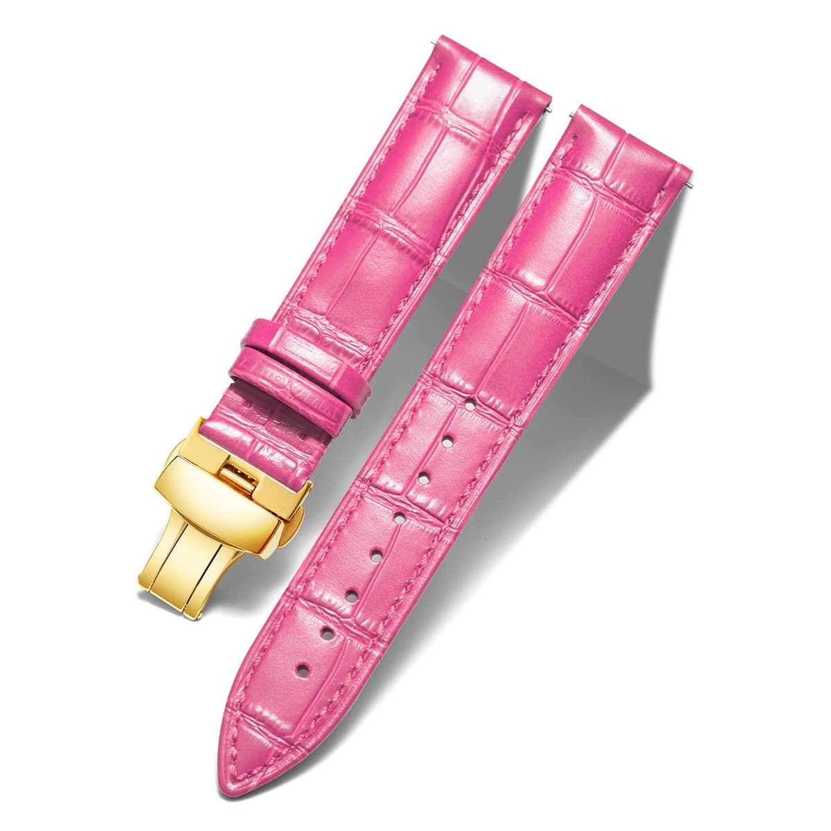 BINLUN Correa de Reloj de Cuero Correa de Piel Repuesto para Hombres/Mujeres con Hebilla de Despliegue Mariposa Plata/Oro/Oro Rosa 12mm-24mm 10 Colores — view 23