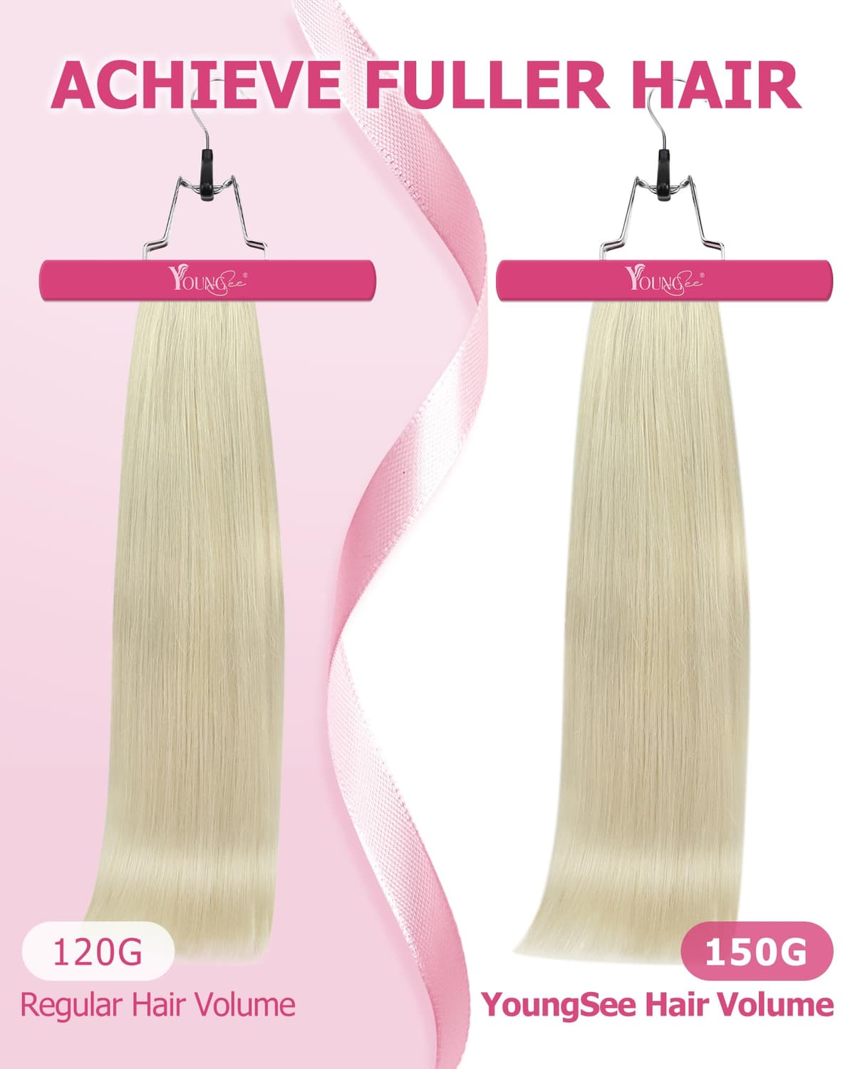 YoungSee Clip in Hair Extensions Real Human Hair Blonde 12 inch 80g Clip in Human Hair Extensions Platinum Blonde Clip in Extensions White Blonde for Women Short Straight 7Pcs — view 3