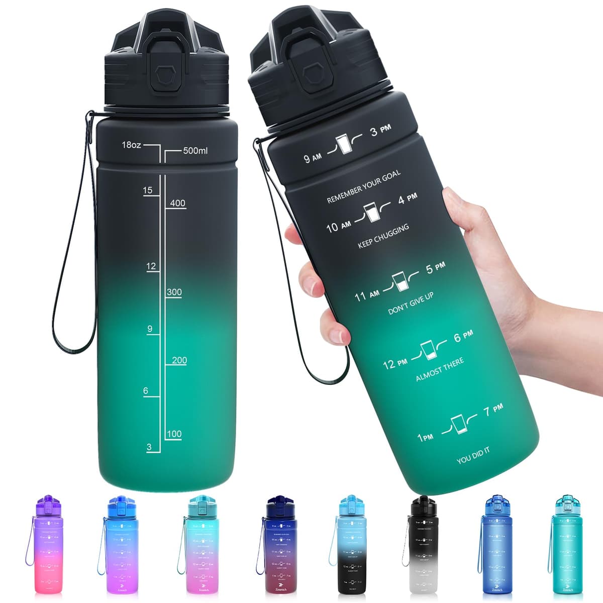 ZOUNICH Botella Agua Deporte, Botella Agua Niños sin BPA Reutilizable Plástico Tritan - 500 ml / 700 ml / 1 l, Cantimploras para Te con Filtro, para Infantil, Gimnasio, Bicicleta — view 39
