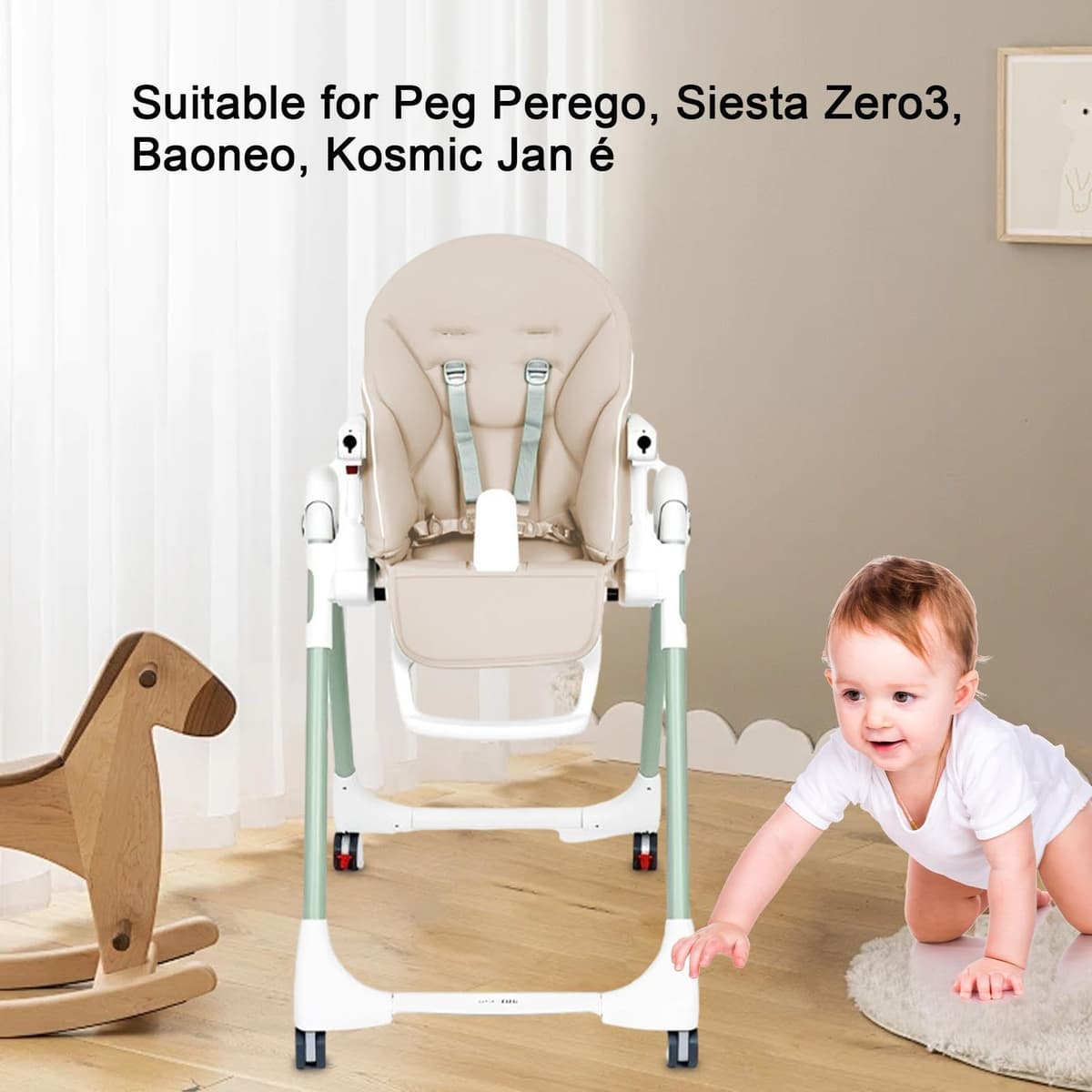 High Chair Cushion, Foldable Highchair Insert, Child Feeding Seat Cushion Cover, Travel High Chair Seat, Washable Non Slip Dining Seats Pad, for Daughter, Grandchild, Son — view 4