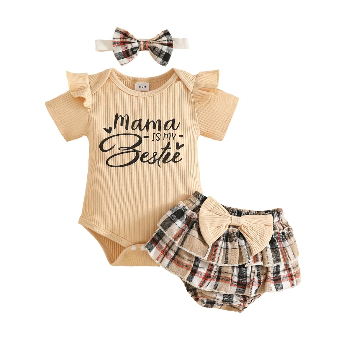 Eqenkely Conjunto Vestido para Niñas Recién Nacidas Top de Punto con Volantes de Sin Mangas + Bowknot Faldas + Diadema 3Pcs Elegante Ropa Trajes