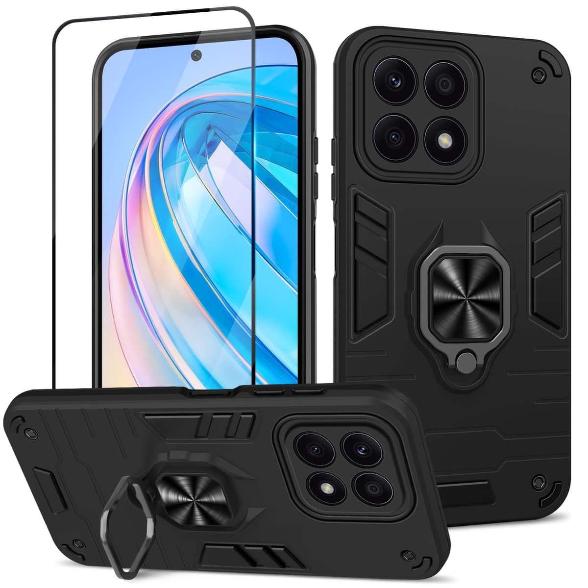 Funda para CMF Phone 2 Pro, Carcasa Antigolpes con Soporte anular metálico, Case Protectora de Grado Militar, Negro — view 787