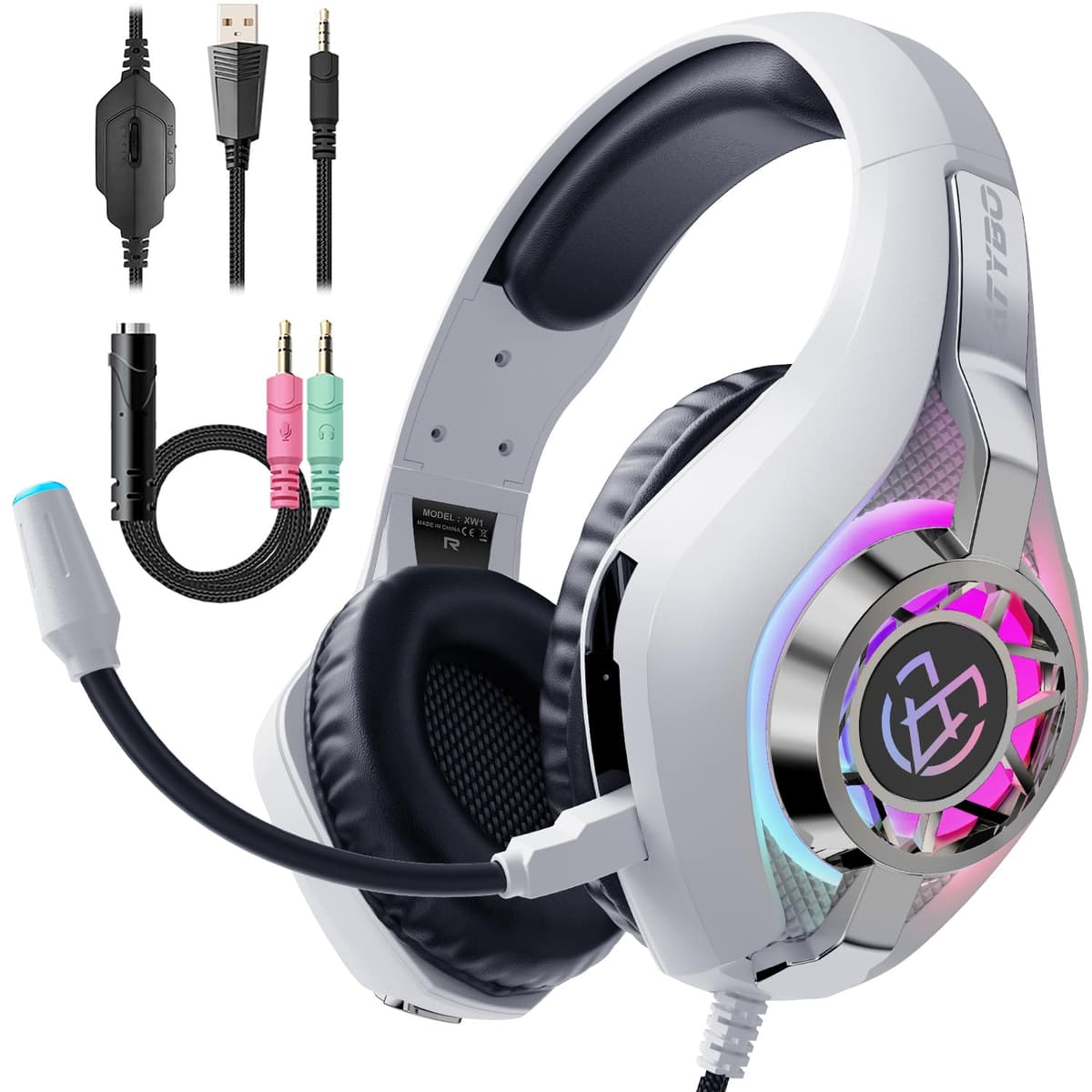 Tatybo Cascos Gaming, Auriculares Gaming con Graves Envolventes 3D, Micrófono Reducción De Ruido Y Almohadillas De Proteína, para Ps4 Ps5 Xbox PC Laptop — view 8