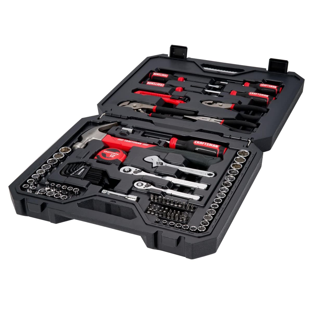 CRAFTSMAN 102-Piece Tool Kit for Home and Car, Durable Hand Tools Set with SAE and Metric Socket Set, Screwdrivers, Wrench, Hammer, Pliers, Knife, Hex Keys, Specialty Bits, Tape Measure (CMMT99449) — view 5
