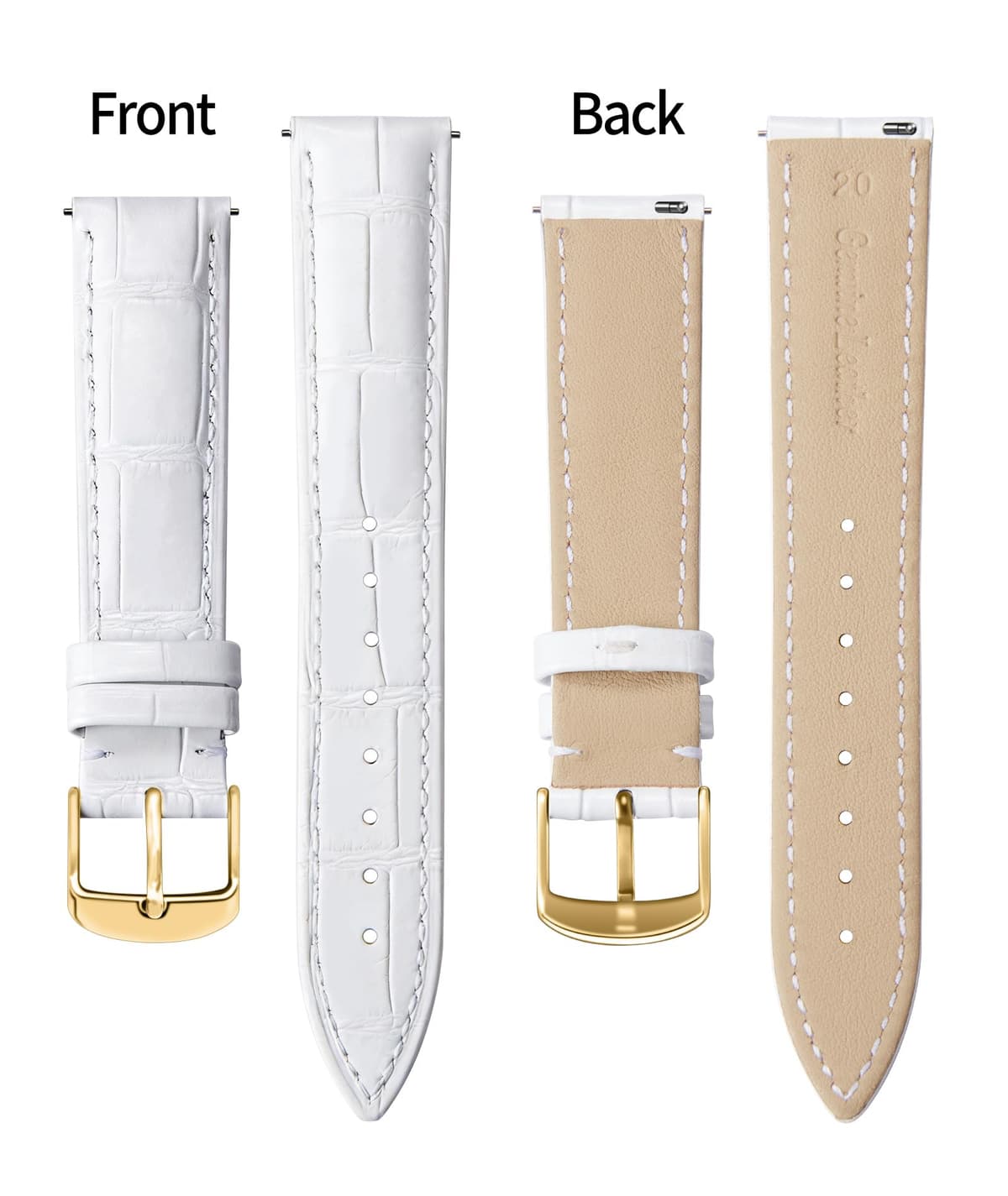 BINLUN Quick Release Leather Watch Straps Replacement Watch Bands Smart Watch Strap Crocodile Pattern in 10 Colors 13 Sizes with Silver/Gold/Rose-Gold Buckle for Men Women(10mm-24mm) — view 52