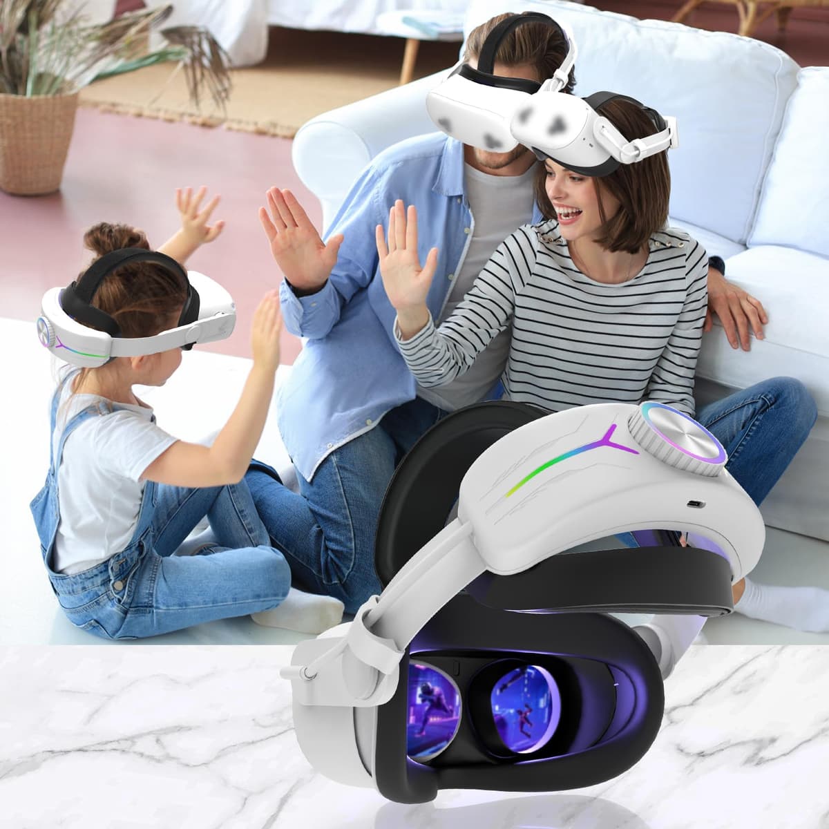 Eyglo Correa RGB Compatible Con Quest 3S - Repuesto Para Correa Elite Con Batería de 12000 mAh - Mayor Comodidad y Soporte - Accesorios de Realidad Virtual - Prolonga el Tiempo de Juego — view 7