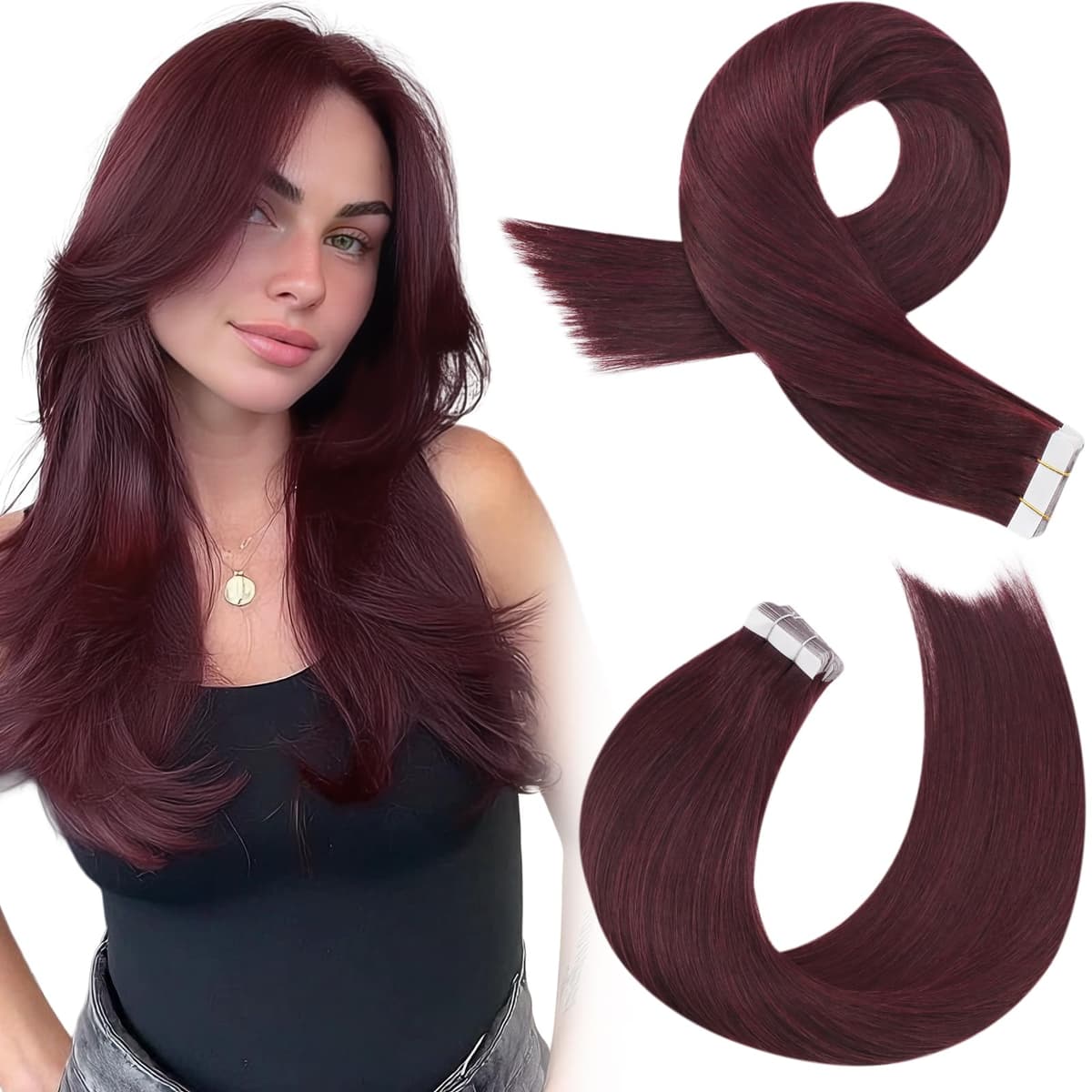 Moresoo Tape in Human Hair Extensions 20 Inch Highlight 50g/20pcs Tape in Hair Extensions Human Hair Ash Blonde with Platinum Blonde #P18/613 — view 46