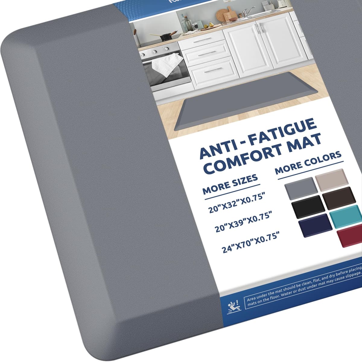 KitchenClouds Kitchen Mat Cushioned Anti Fatigue Rug 17.3"x28" Water Resistant Non Slip Standing Desk Mat Comfort Floor Mats for Kitchen House Sink Office (Khaki) — view 24
