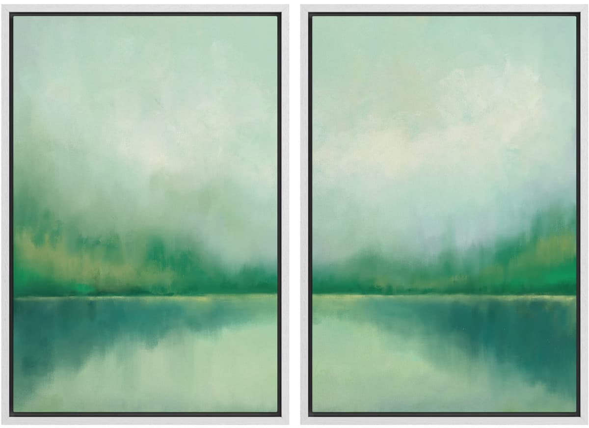 MUDECOR Framed Canvas Print Wall Art Set Watercolor Pastel Duotone Tan Landscape Abstract Shapes Illustrations Modern Art Decorative Contemporary for Living Room, Bedroom, Office - 24"x36"x2 Natural — view 100