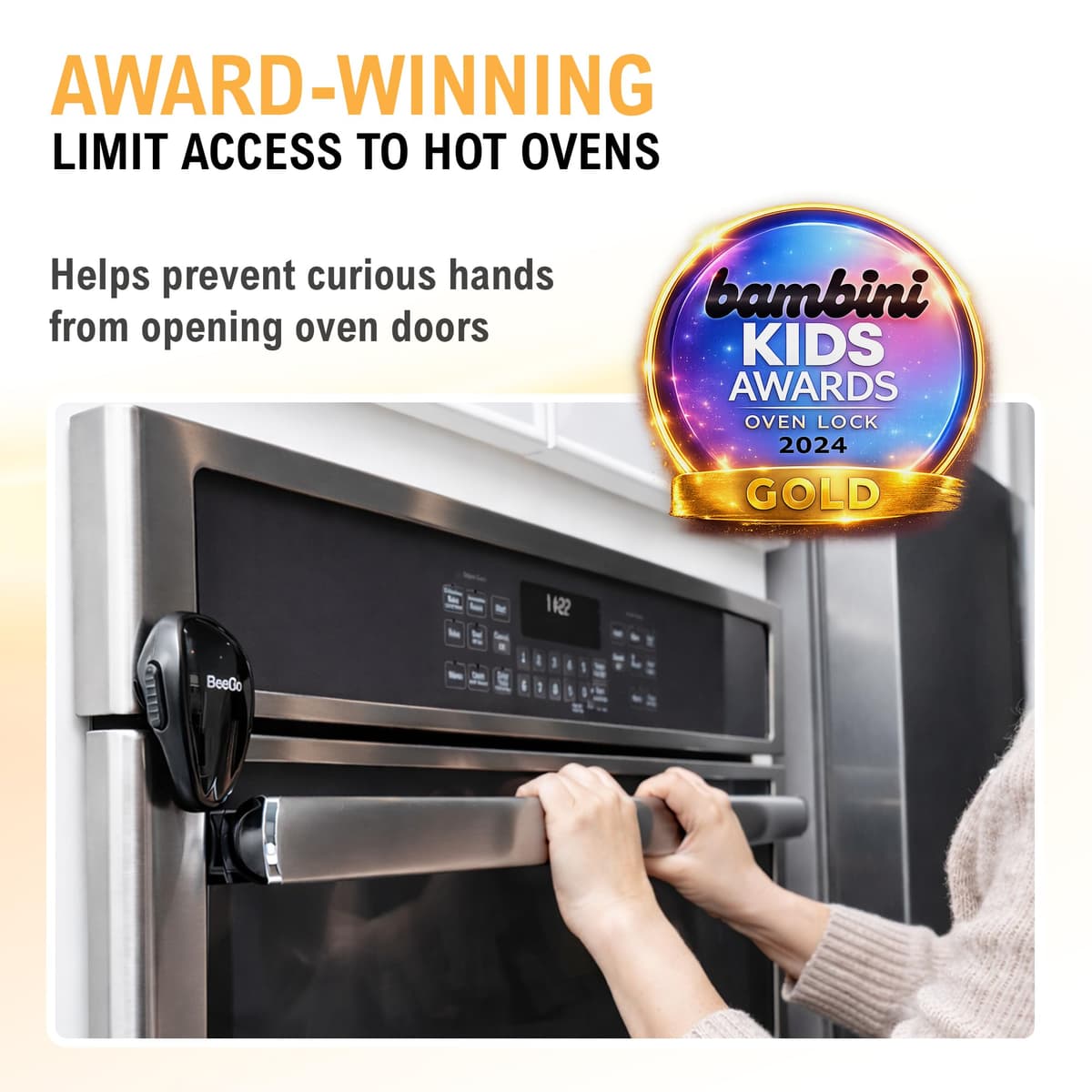BeeGo® Oven Lock – Award-Winning Self-Adhesive Baby Proofing Child Safety Lock for Ovens, 1pc Black – Heat-Resistant, Easy to Install, No Tools Needed, Kitchen Safety Essential — view 5