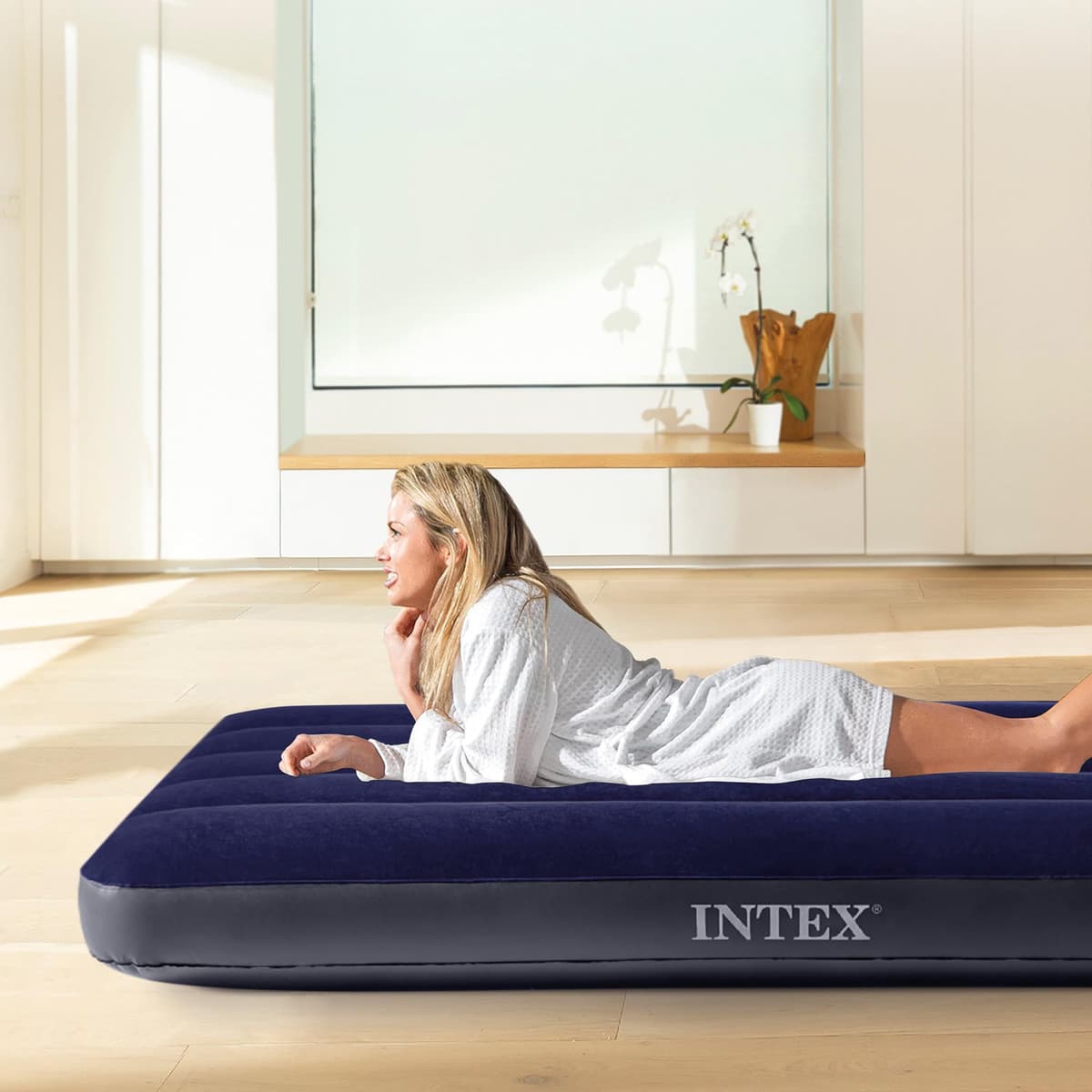 Intex Colchón hinchable Dura-Beam, Cama de aire inflable para camping Color Azul, acampada — view 6