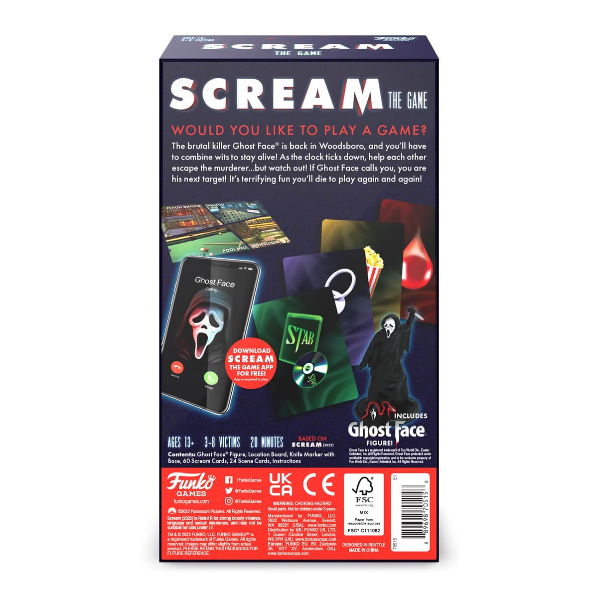 FUNKO GAMES Presents: Scream - The Game | Thrilling Mystery Horror Board Game with Interactive iOS/Android App | For 3-8 Players Ages 13+ — view 2
