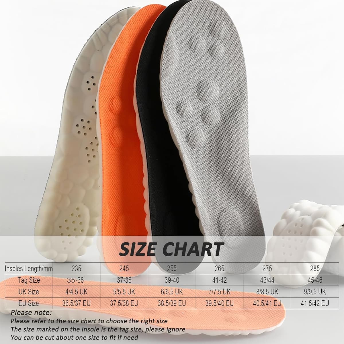 Memory Foam Insoles with Arch Support for Women Men,Comfort Massage Insoles Replacement Shoe Inserts for Trainers Sneakers Sports Shoes Work Boots,Breathable,Shock Absorption (8/8.5UK, Black)
