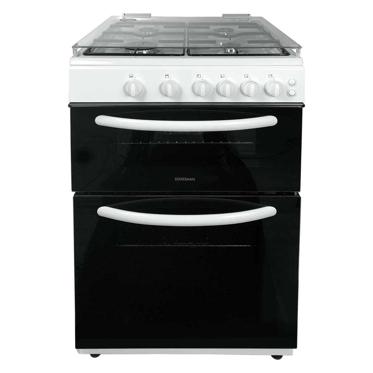 Statesman GDL60W NOVA Double Oven Gas Cooker with Glass Lid & Closed Door Grilling, 4 Gas Burners, 60cm Wide, White — view 5