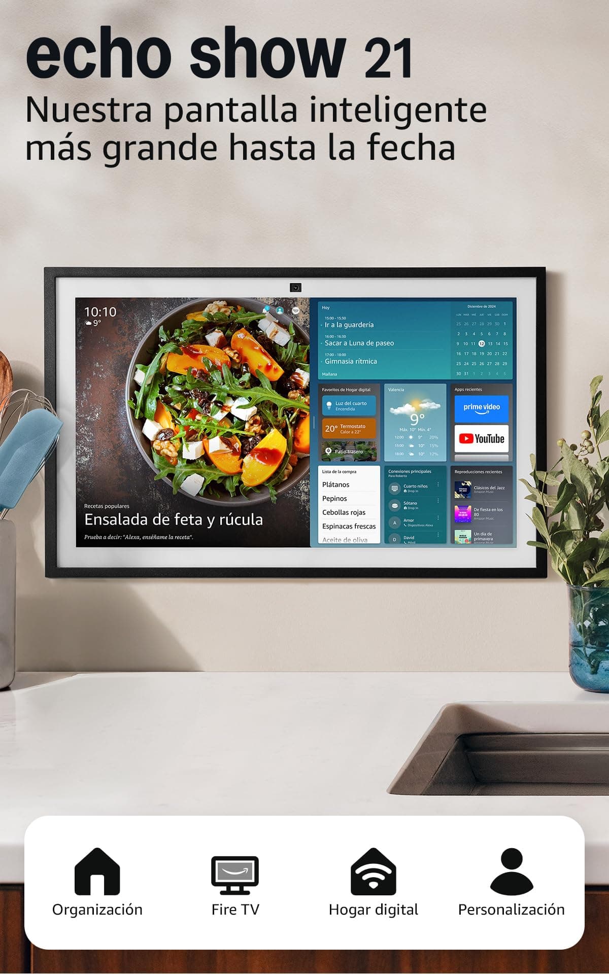Amazon Echo Show 21 (última generación) | Espectacular pantalla inteligente HD de 21" con Fire TV integrado, sonido rico y potente, reproducción en streaming HD inmersivo y Alexa