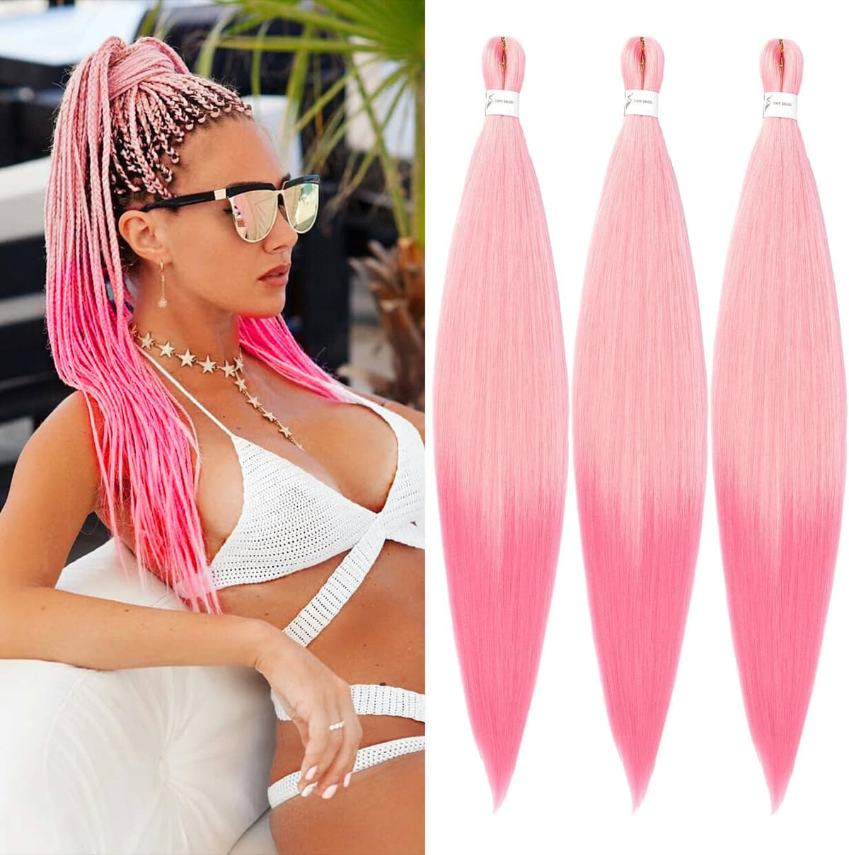 YDDM Capelli Per Treccine Africane Azul Extension Treccine Texture Yaki Easy Install per Principianti 26 Pollici 3 Pezzi Capelli Leggeri e Naturali per Box Braids, Twist e Crochet — view 68