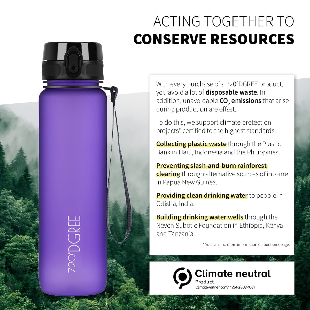 720°DGREE Botella Agua 1,5 Litros “uberBottle“ - Tamiz-Fruta, softTouch - Sin BPA, Prueba de Fuga, Reutilizable, Antigoteo - XL Cantimplora, Water Bottle ideal para Fitness, Gimnasio, Deporte, Outdoor — view 5