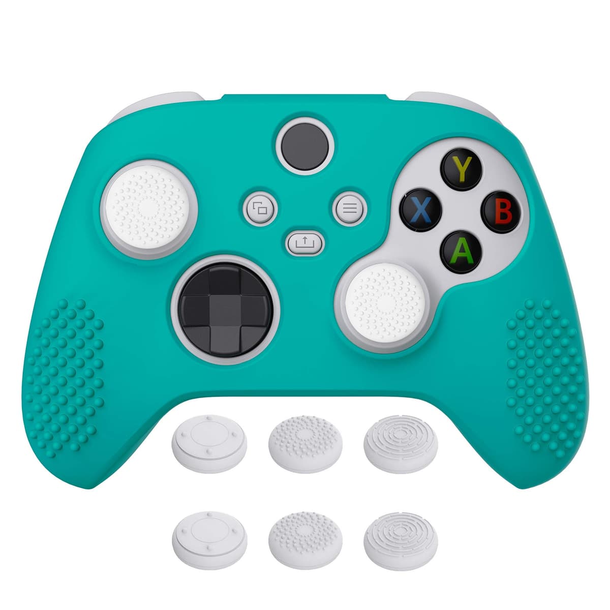 eXtremeRate PlayVital Funda de Silicona para Xbox Series X/S, Carcasa Antideslizante con 6 Thumb Grips, Protector Ergonómico, Accesorios para Xbox Series X/S - 3D Tachonado (Oscuro Gris Negro) — view 12