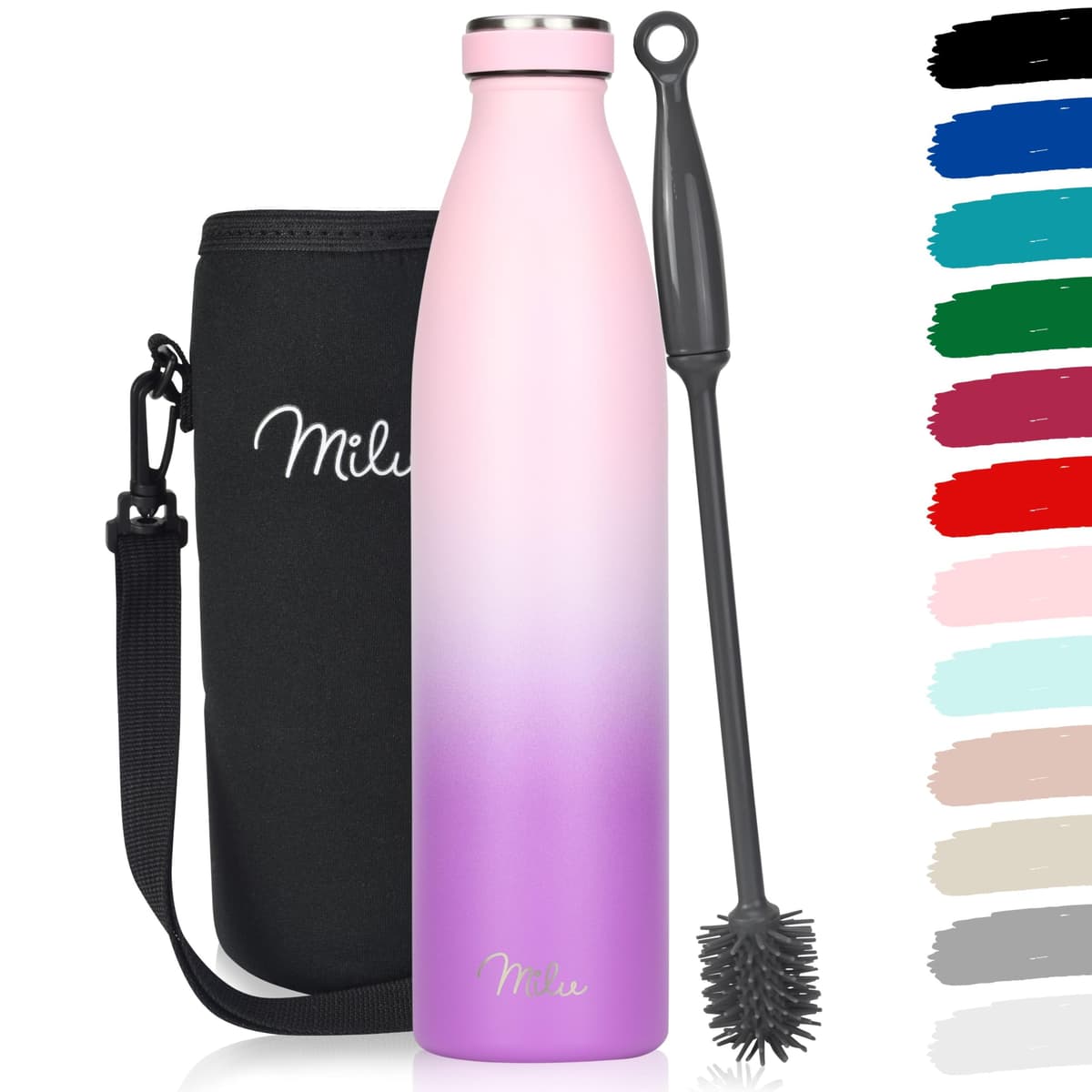 Milu Stainless Steel Drinking Bottle 1500 ml - Insulated Thermo Flask for Water - Leak Proof, Insulated and Double Walled, Carbonated (Granite Navy Blue, 1,5L) — view 39
