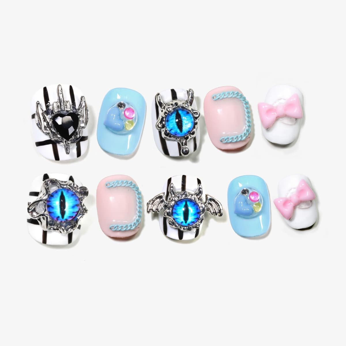 Sun&Beam Nails Handmade Press On Nail Long Coffin Ballerina Pink Flower Acrylic Fake Tip 3D Design Art Charms Cute with Storage Box 10 Pcs (S) — view 133