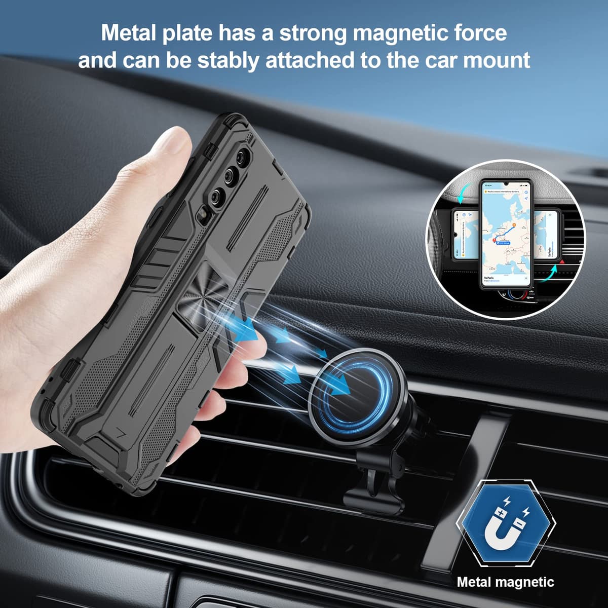 Funda para CMF Phone 2 Pro, Carcasa Antigolpes con Soporte anular metálico, Case Protectora de Grado Militar, Negro — view 1276