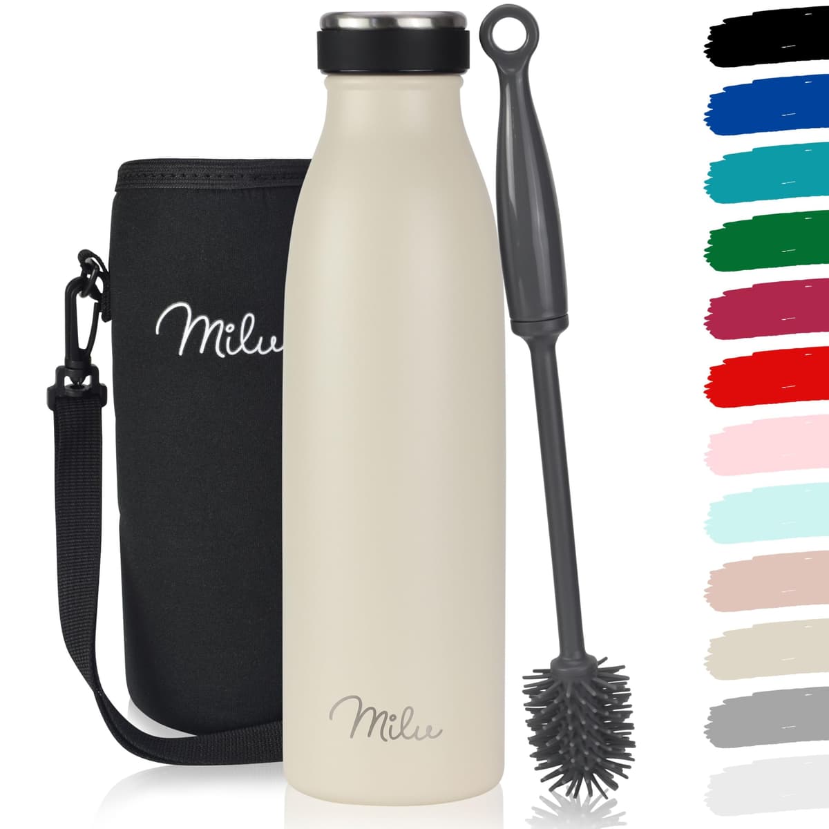Milu Stainless Steel Drinking Bottle 1500 ml - Insulated Thermo Flask for Water - Leak Proof, Insulated and Double Walled, Carbonated (Granite Navy Blue, 1,5L) — view 84