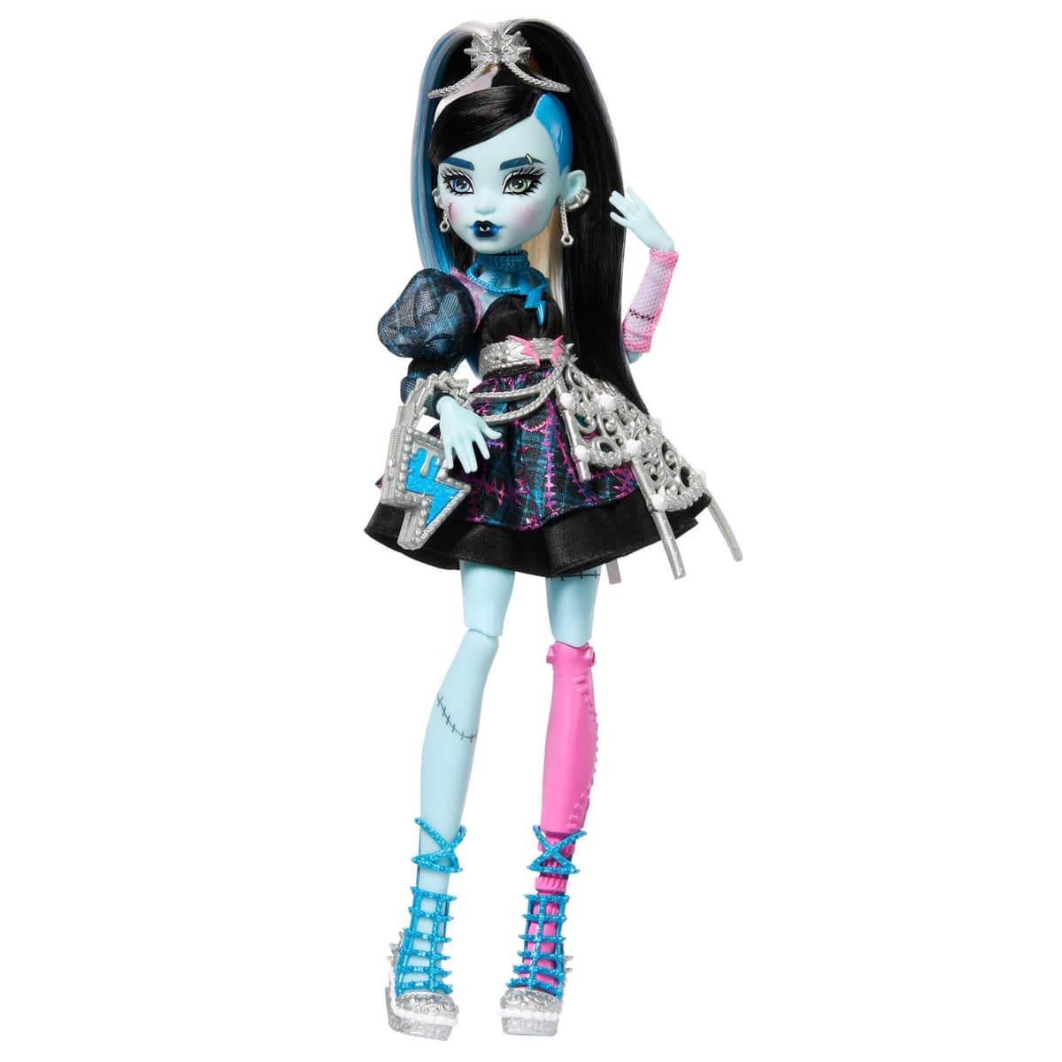 Monster High Cumplespantos Cleo De Nile Muñeca con vestido de fiesta dorado y accesorios temáticos como una invitación, un globo, un regalo, un pintalabios y mucho más, JBG76 — view 10